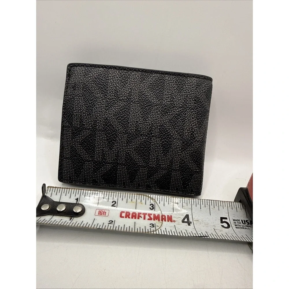 Michael Kors Jet Set Mens Slim Bifold Wallet ~ MK Logo‎ ~ Black Gray